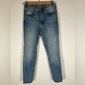 ANINE BING medium blue denim jeans sz 25 straight slim contemporary zipper